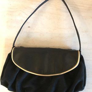 Host Pick! 🎉 Victoria Secret Fax Suede Black and Gold Lined Baguette Bag